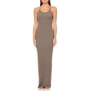 eterne brown dress Eterne Halter Maxi Dress in Chocolate main image 0